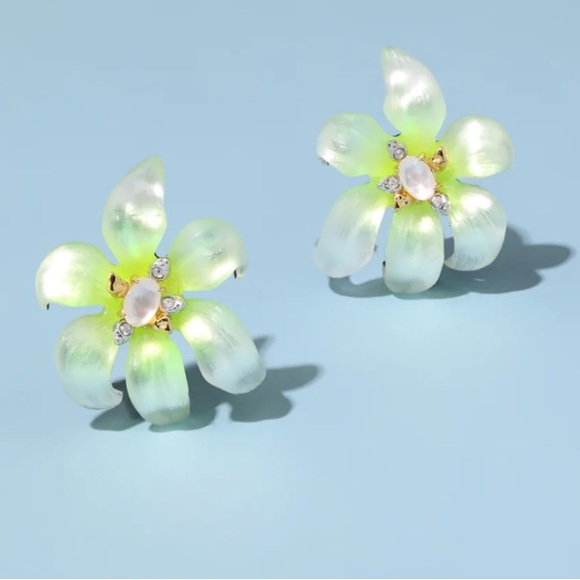 Alexis Bittar Lily Lucite Flower Post Earrings in Sunkissed...